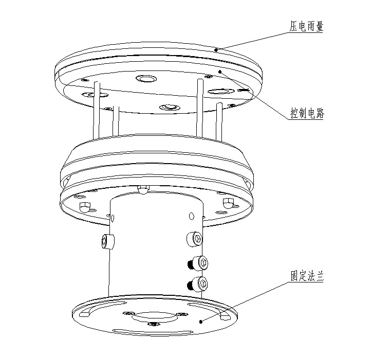 金屬款壓電雨量計(jì)產(chǎn)品結(jié)構(gòu)圖 